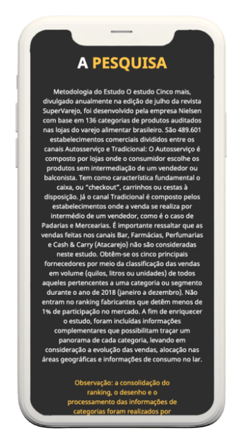 Pesquisa Super Varejo: Tela de informações sobre a pesquisa no celular