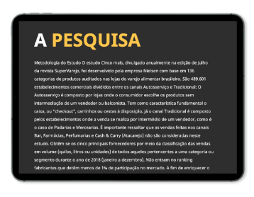 Pesquisa Super Varejo: Tela de informações sobre a pesquisa no tablet